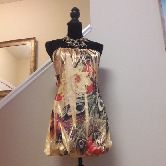 Chesley Dresses Chesley Satiny Floral Bubble Hem Dress Poshmark